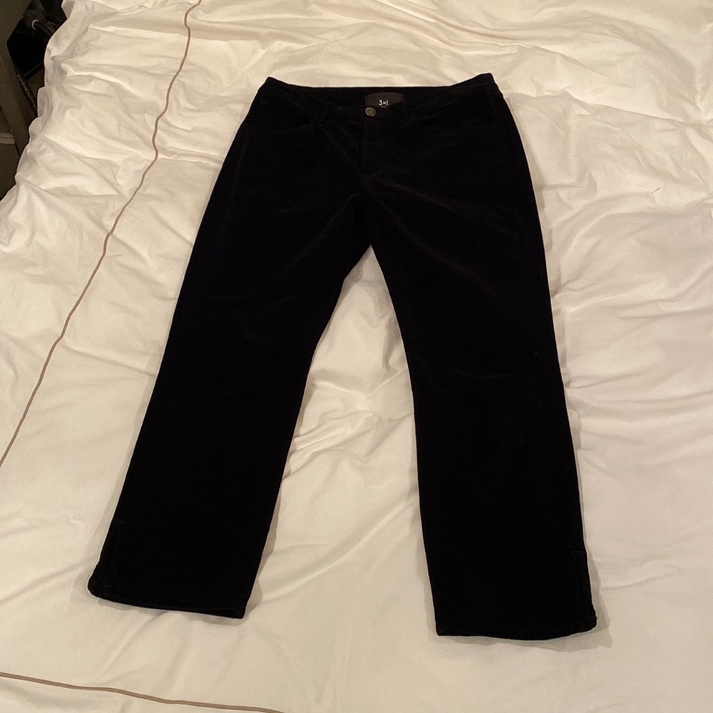 3 X 1  Jeans.  NYC made black velvet crop jeans size 31